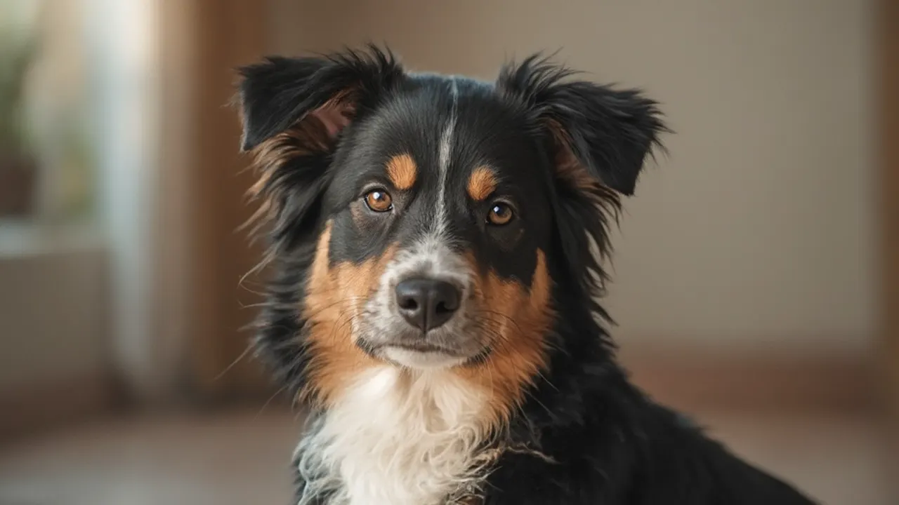 Australian Shepherd before grooming