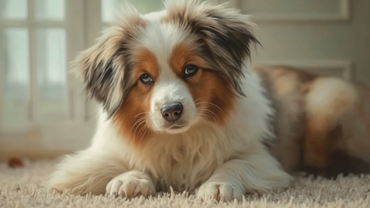 Australian Shepherd before grooming