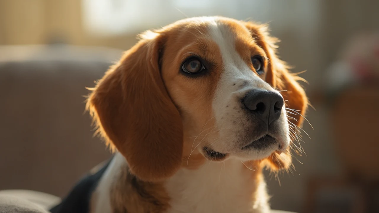 Beagle after de-matting grooming