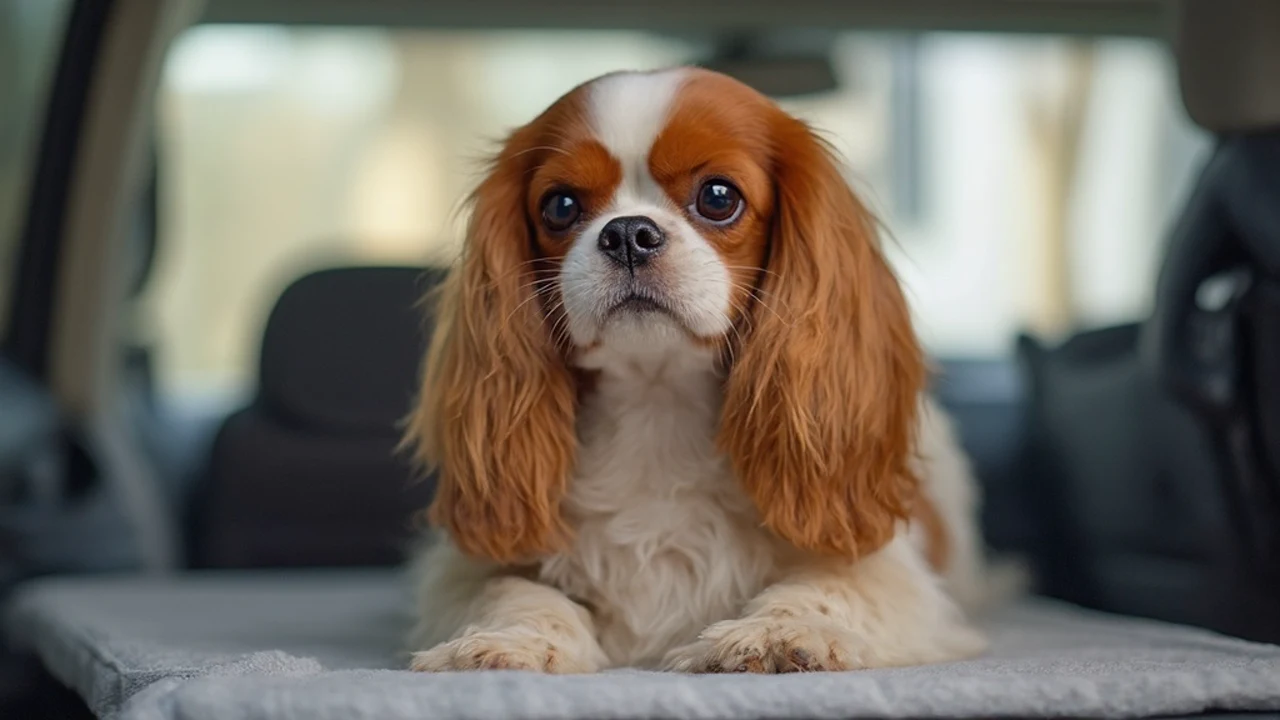 Cavalier King Charles Spaniel after de-matting grooming