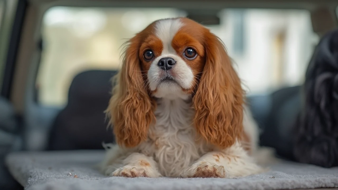 Cavalier King Charles Spaniel before grooming