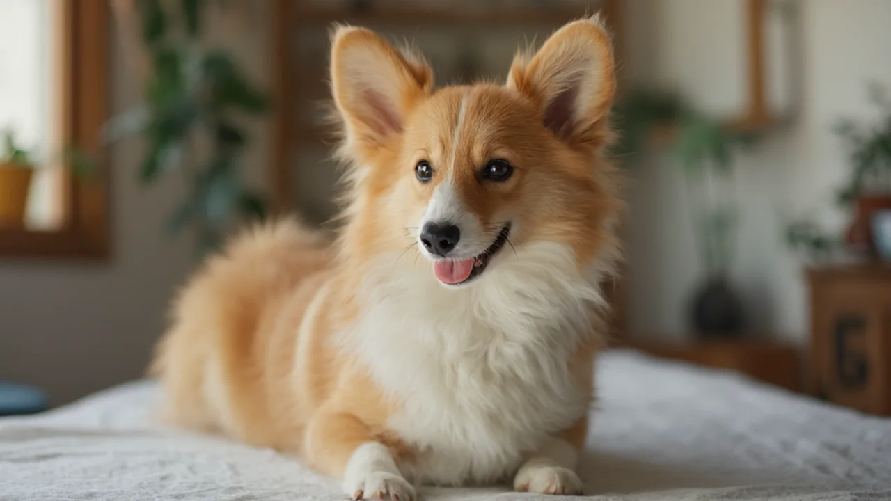Pembroke Welsh Corgi after grooming