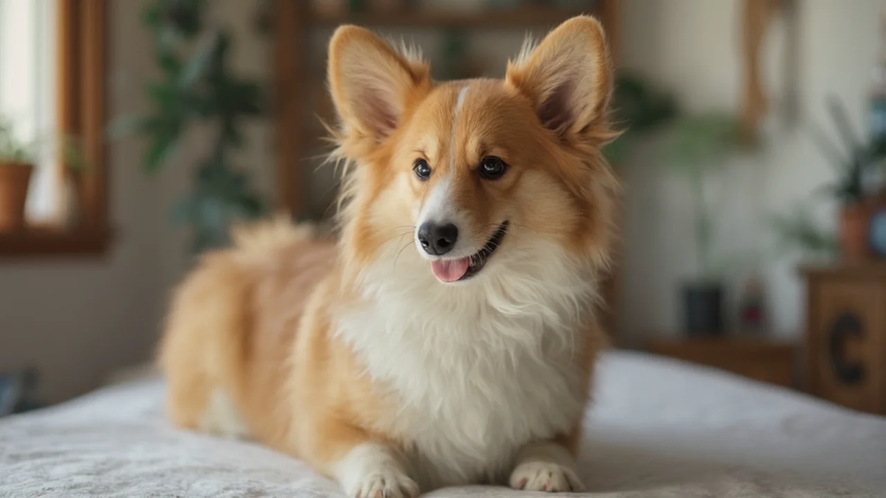 Pembroke Welsh Corgi before grooming