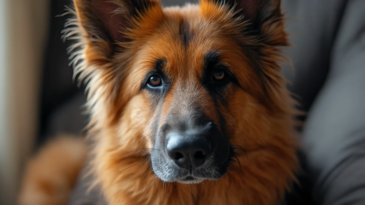 German Shepherd after de-matting grooming