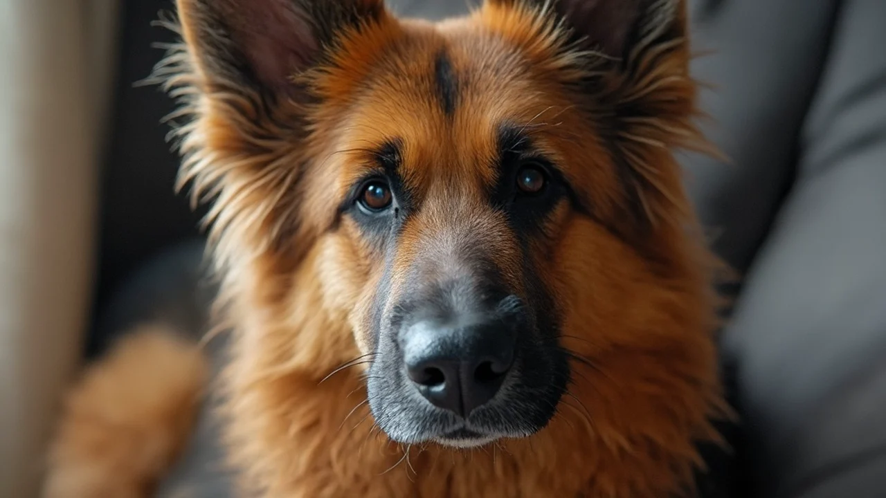 German Shepherd before grooming