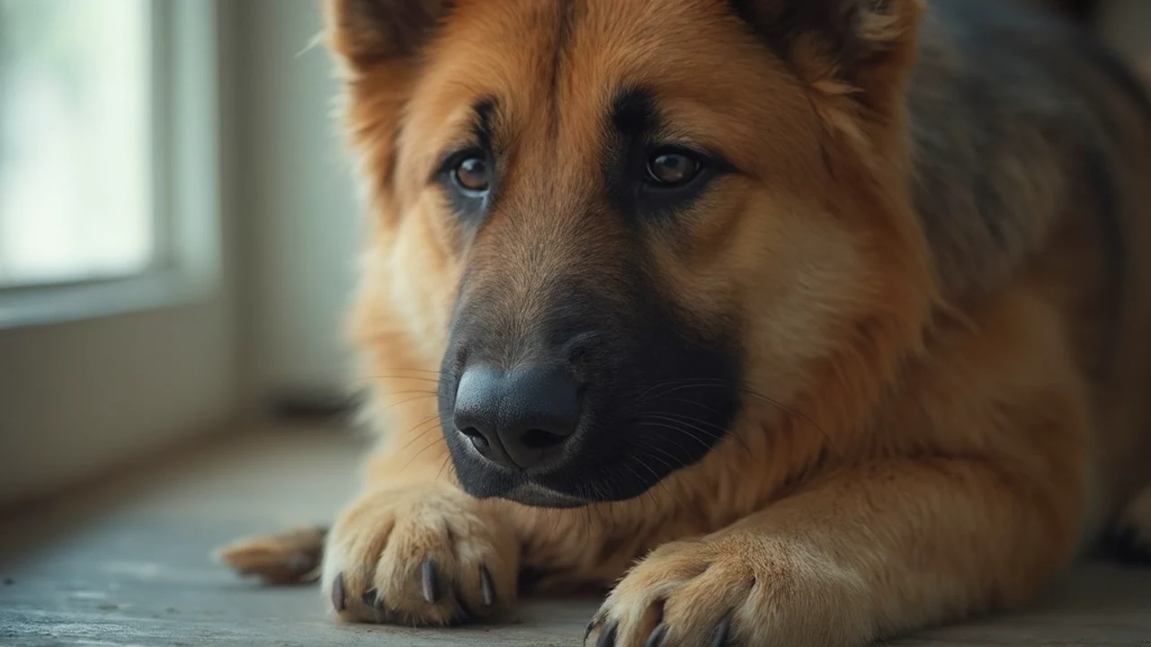German Shepherd after maintenance trim grooming