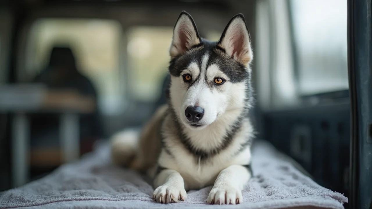 Siberian Husky after maintenance trim grooming
