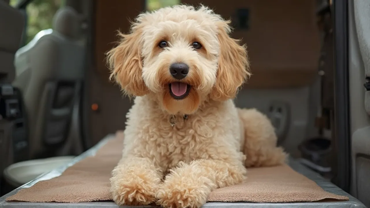 Labradoodle after maintenance trim grooming