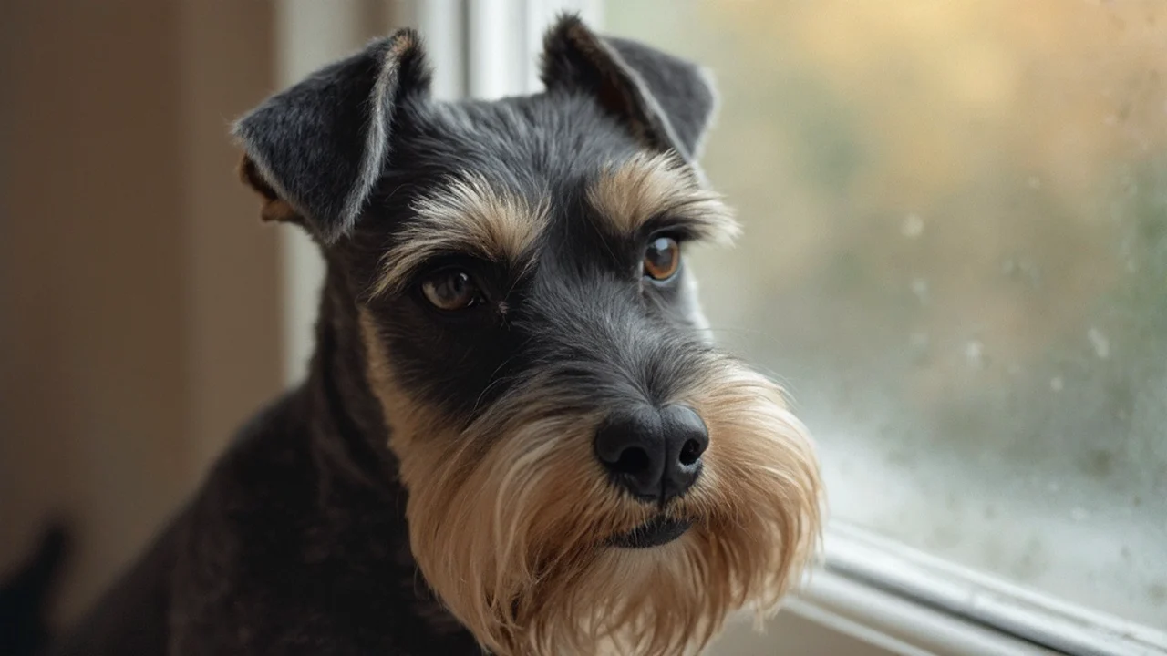Miniature Schnauzer after de-matting grooming