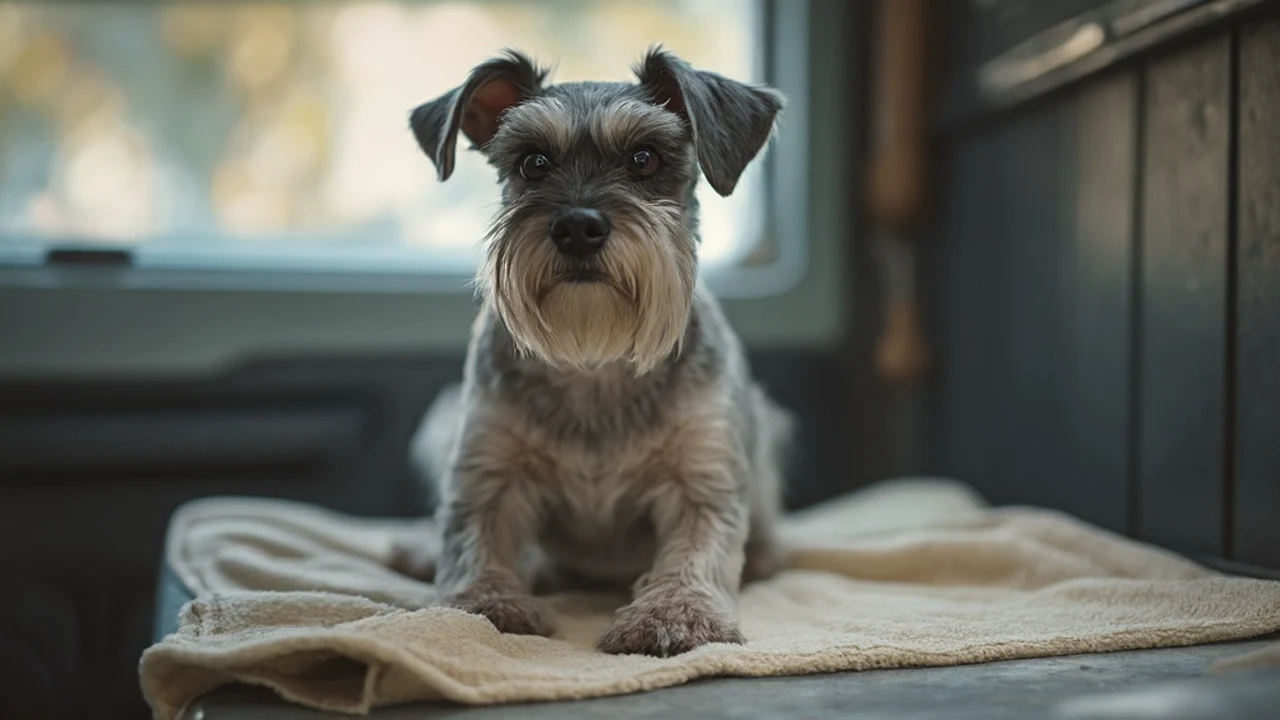Miniature Schnauzer after maintenance trim grooming