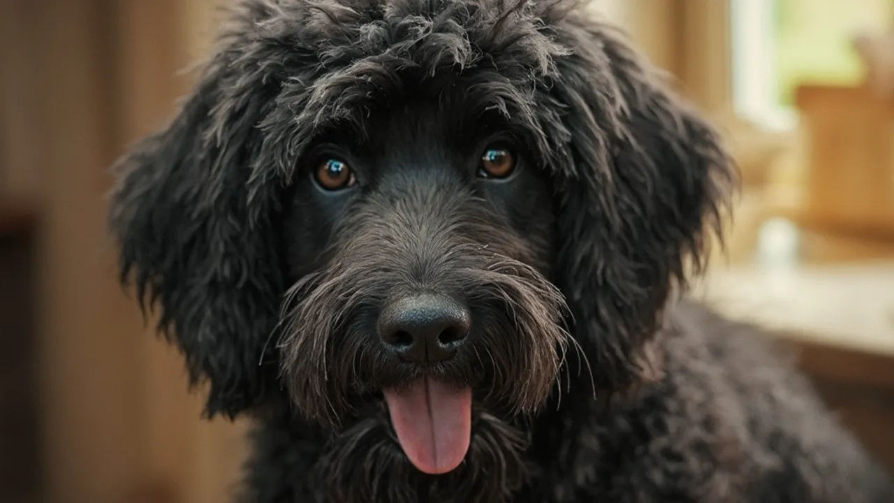 Portuguese Water Dog before grooming