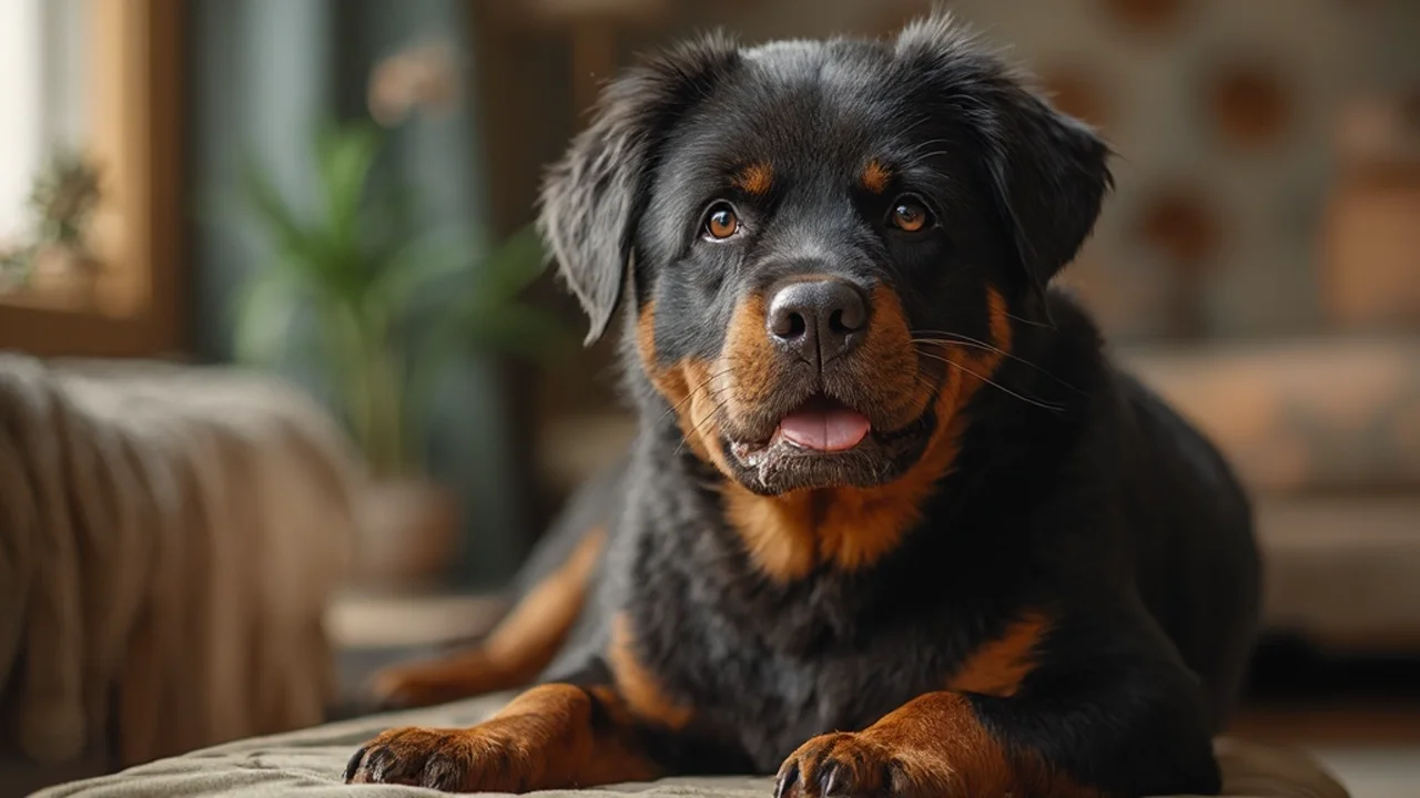 Rottweiler after grooming