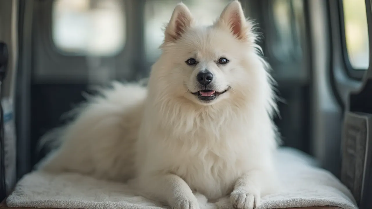 Samoyed after de-matting grooming